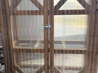 Custom Wooden Greenhouse Cold Frame with Wheels and Doors