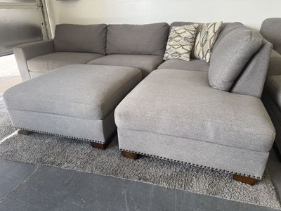 GRAY COSTCO SECTIONAL SOFA COUCH & OTTOMAN