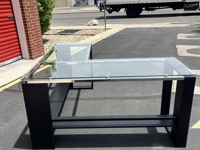 Glass Top L-Shaped Office Desk