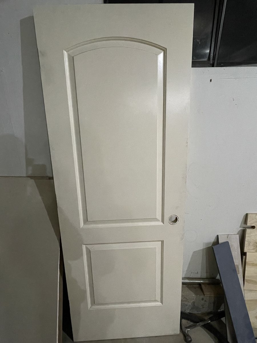 White Interior Paneled Door with Arch Top - Used