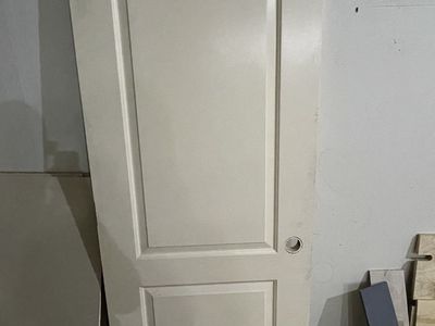 White Interior Paneled Door with Arch Top - Used