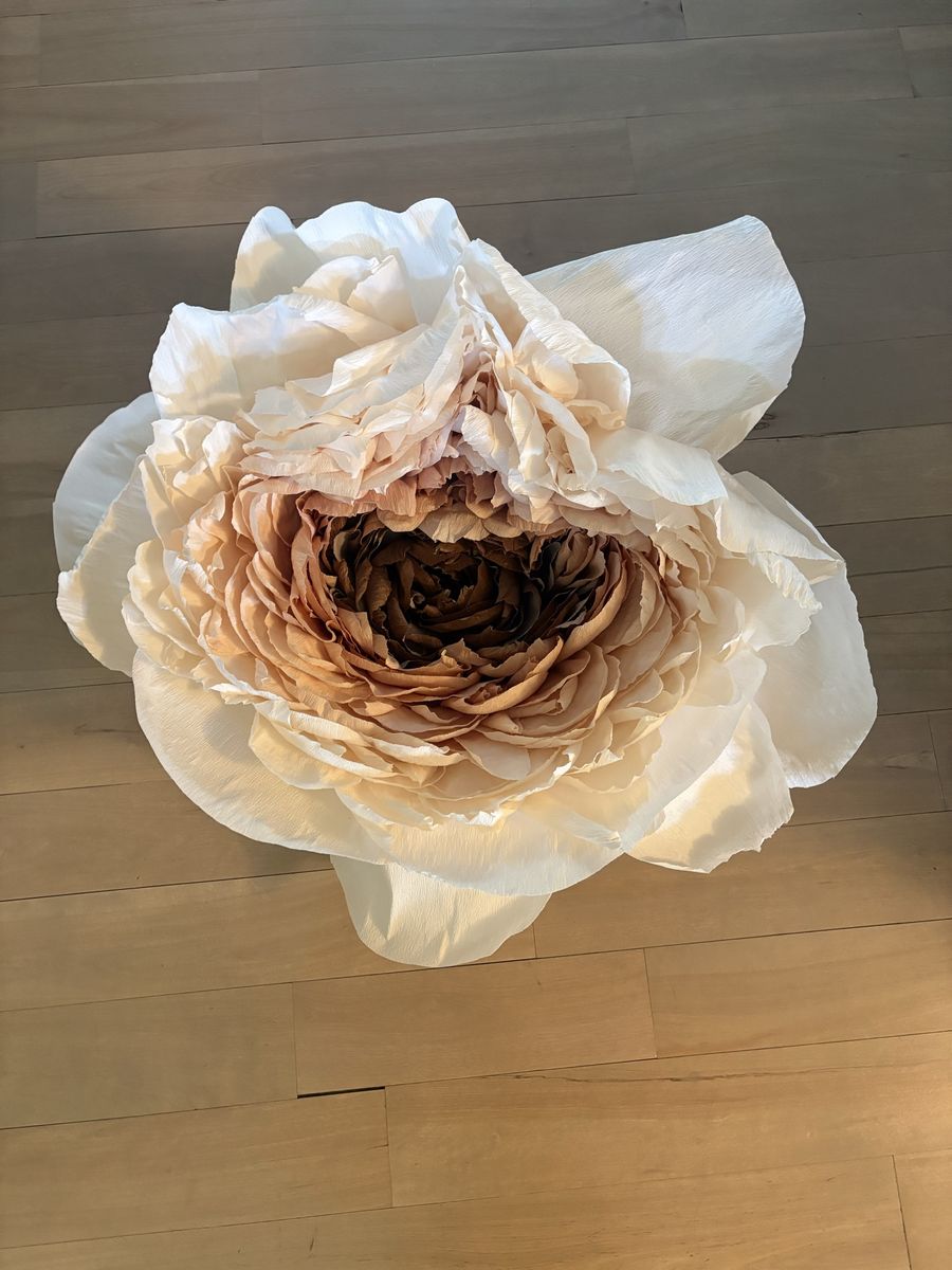 Handmade Oversized Crepe Paper Flower Wall Decor - Beige/Brown Ombre -