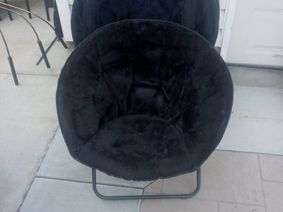Black Velour Moon Chair (4) - Comfortable Foldable Seating for Dorm, Bedroom, or Den