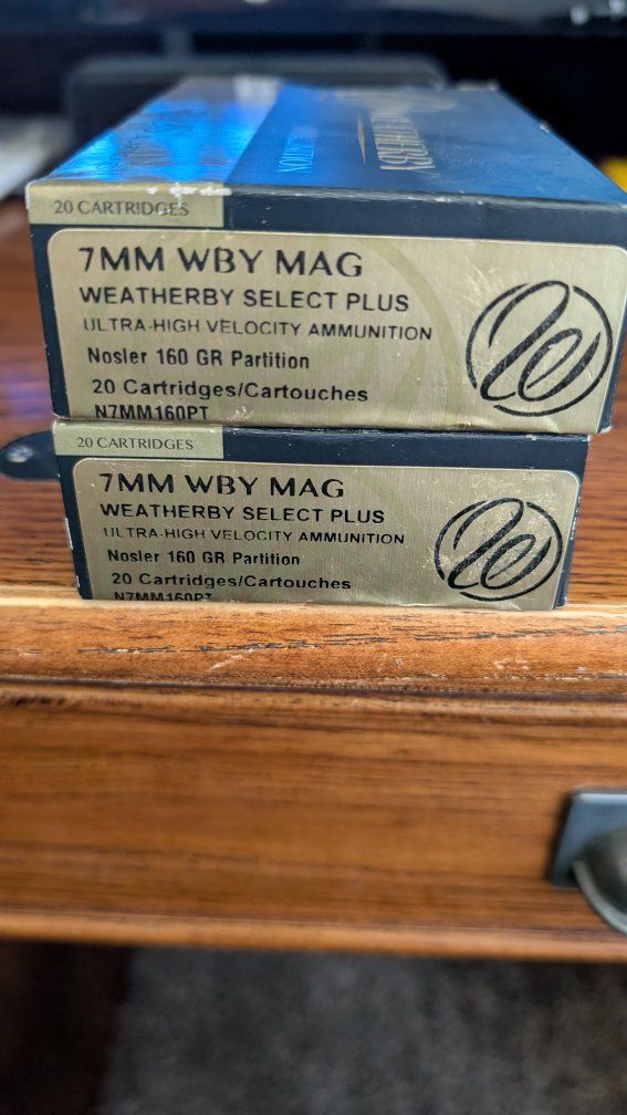 Weatherby Select Plus 7mm Wby Mag Ammunition Nosler 160 GR Partition - 2 Boxes (40 Cartridges)