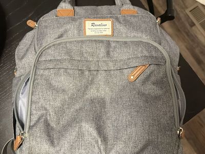Ruvalino Gray Diaper Bag Backpack Multi-Function Travel Backpack