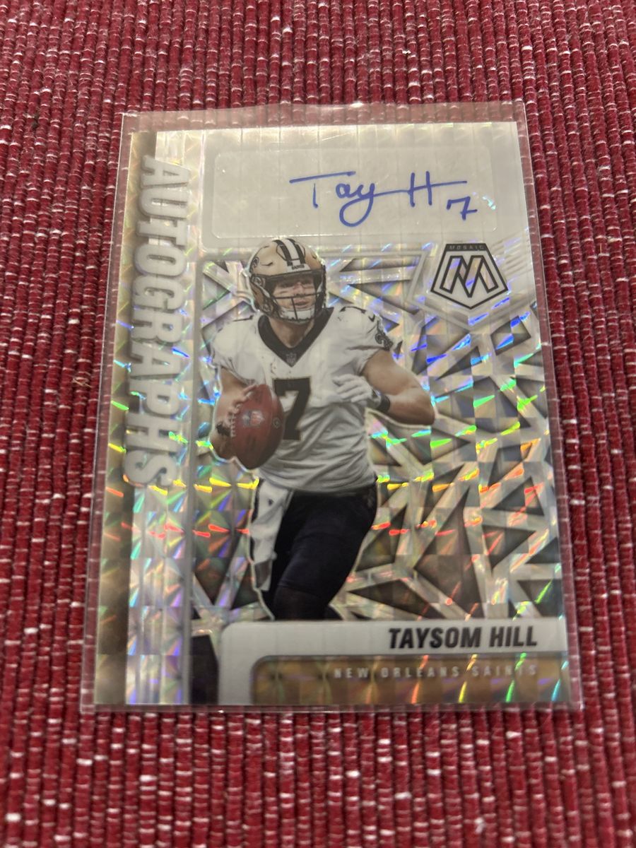 2021 Panini Mosaic Taysom Hill Autograph Card New Orleans Saints NFL Football Trading Card Certified Hand Signed BYU Cougars.