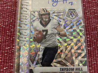 2021 Panini Mosaic Taysom Hill Autograph Card New Orleans Saints NFL Football Trading Card Certified Hand Signed BYU Cougars.