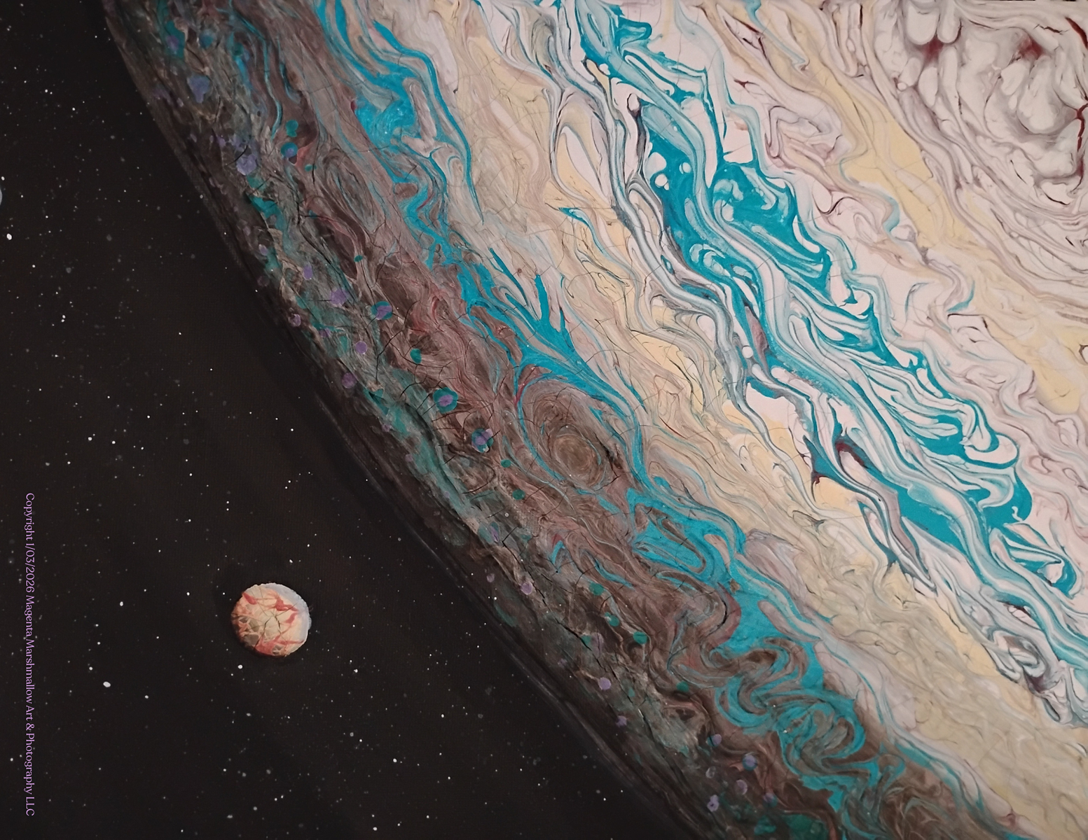 Jupiter and it's moon Europa - Premium Plush Blanket.