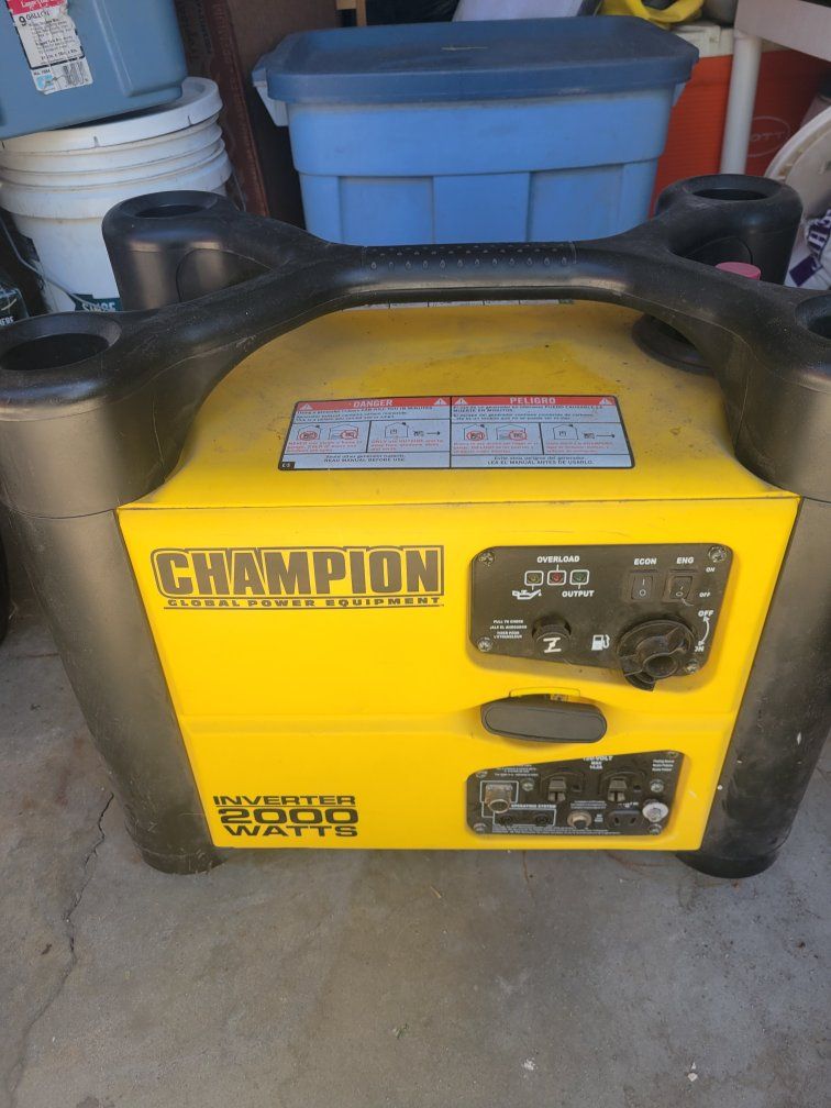 Champion Global Power Equipment 2000 Watt Inverter Generator Portable Yellow Outdoor Power