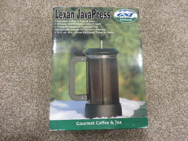 NEW - STILL IN ORIGINAL BOX - 10 OUNCE PORTABLE LEXAN JAVA PRESS MADE BY GSI