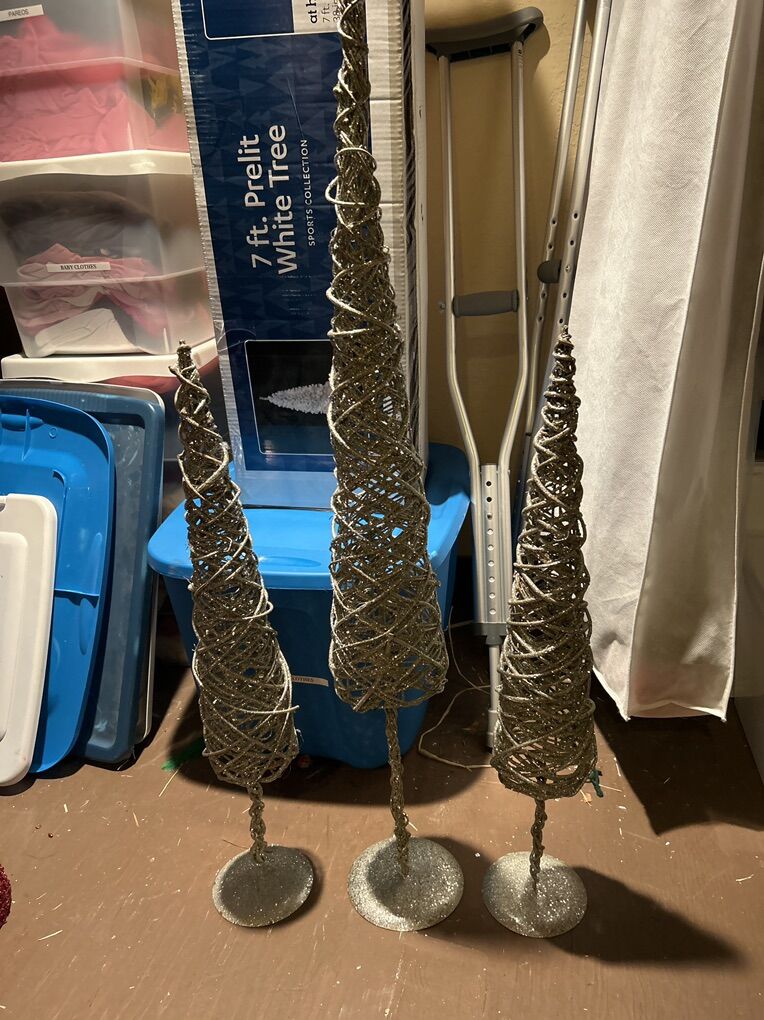 Silver Xmas Tree Set Of 3