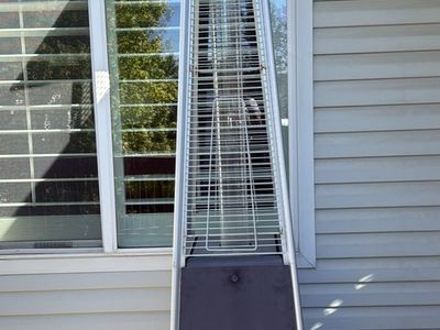Outdoor Patio Heater, Pyramid Flame, Propane Gas, Tall Standing Design
