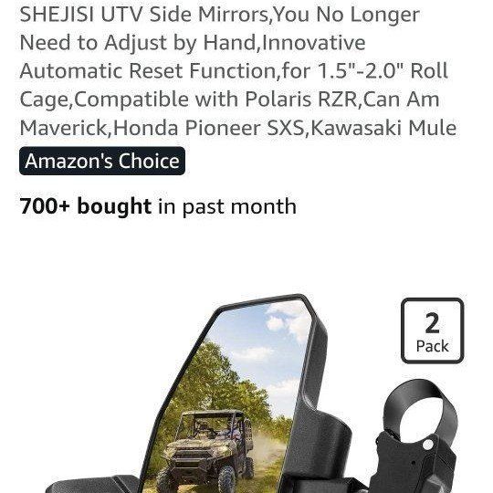 New SHEJISI UTV Side Mirrors 2-Pack for ATV, 4 Wheeler, off Road Vehicles