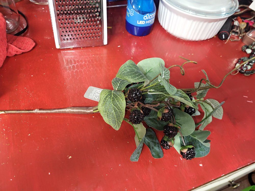 RAZ Imports Artificial Blackberry Stem - Faux Greenery & Berries Decor, New with Tags