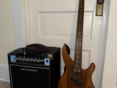 Yamaha bass guitar with amp
