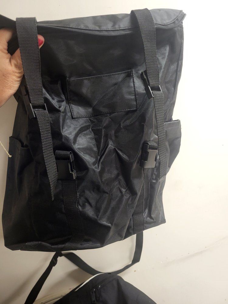 Black Nylon Backpack with Buckle Straps hiking backpack