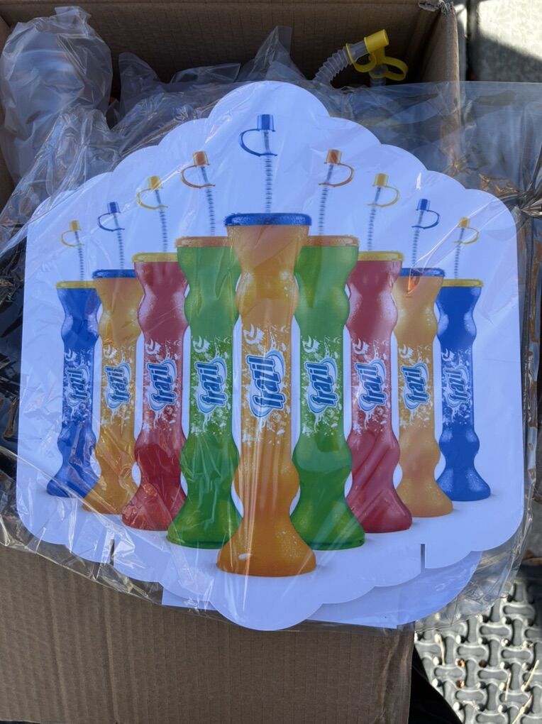 Two Boxes Full Of Frazil Slush Tube Cups W. Straws