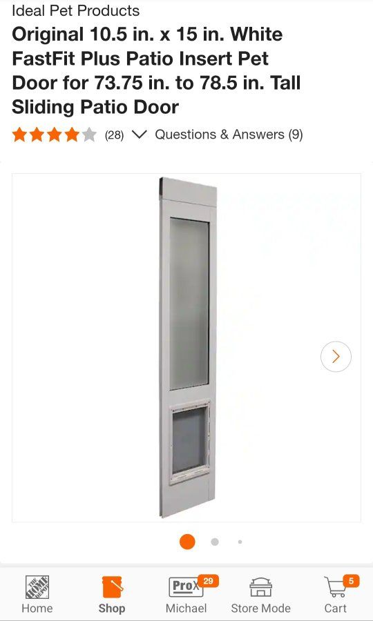 Dog Patio Door Insert 10.5 in. x 15 in. Patio Insert Pet Door for 73.75 in. to 78.5 in. Tall