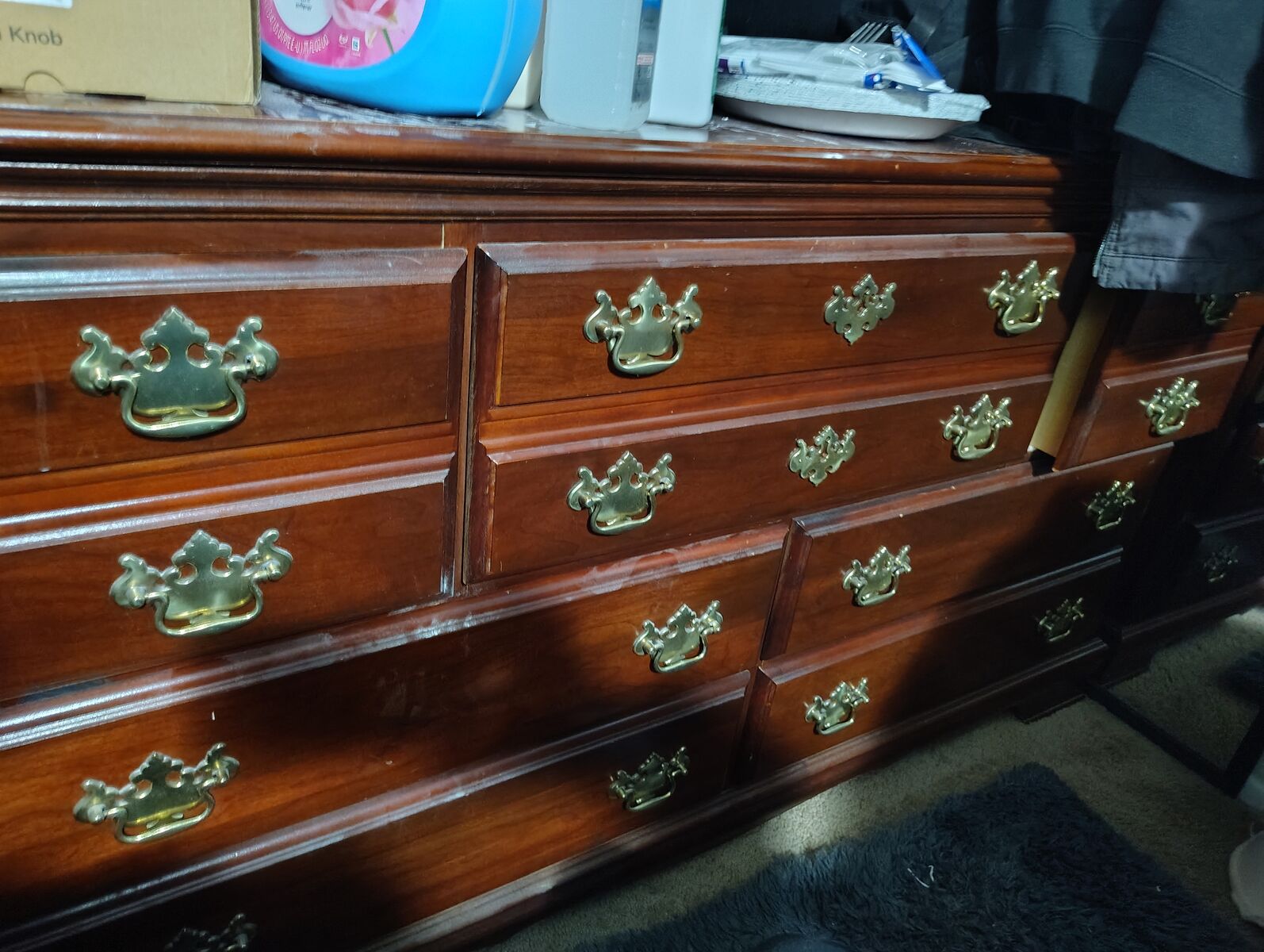 Wood queen size bedroom set w/ armoire