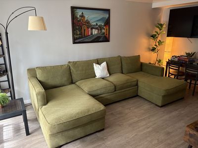 Green U-Shaped Sectional Sofa