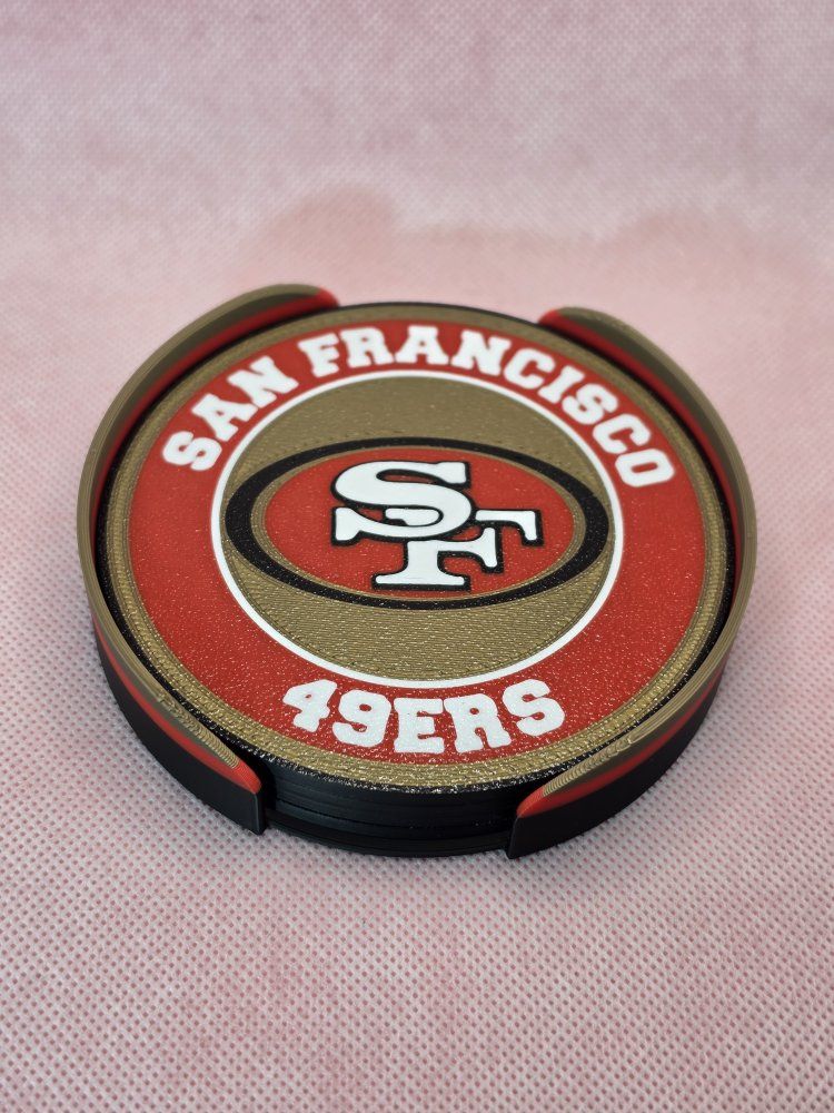 San Francisco 49ers Custom 3D Printed Coaster Set with Holder