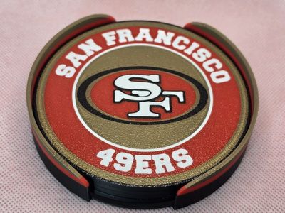 San Francisco 49ers Custom 3D Printed Coaster Set with Holder