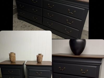 Large solid wood black dresser set