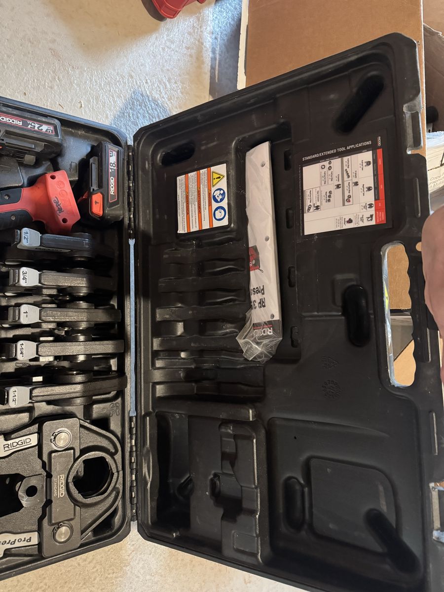 RIDGID RP 350 Press Tool Kit with ProPress Jaws, Batteries, Charger & Case