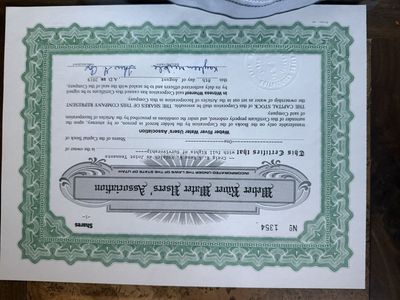 Weber River Water Users' Association Stock Certificate 2019 - Water Ownership Shares