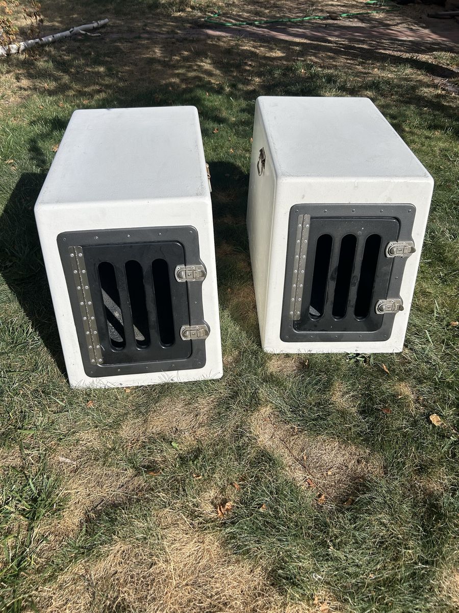 (2) Vintage Fiberglass Dog Crates. 