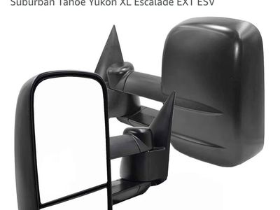 Towing Mirrors for 2007-2013 Chevy/GMC Silverado/Sierra, Telescoping Manual Black Mirrors Tahoe, Yukon, Suburban