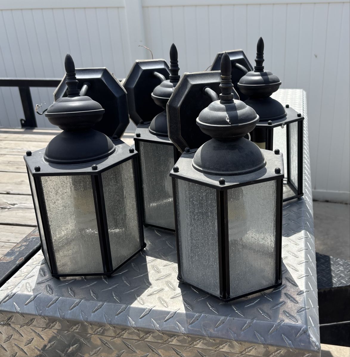 Set of 4 Black Outdoor Wall Lanterns Porch Lights - Free