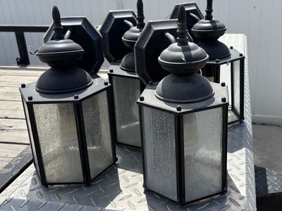 Set of 4 Black Outdoor Wall Lanterns Porch Lights - Free