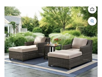 Member's Mark Breck Chaise Lounge Set, 3-Piece Patio Furniture with Sunbrella Fabric