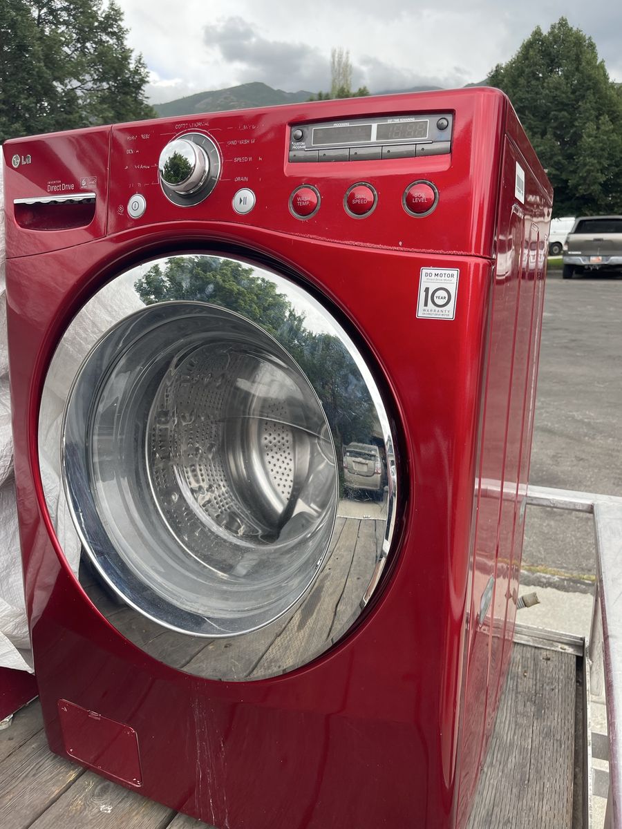 LG Direct Drive Front Load Washer - Red, Good Condition, Efficient & Stylish
