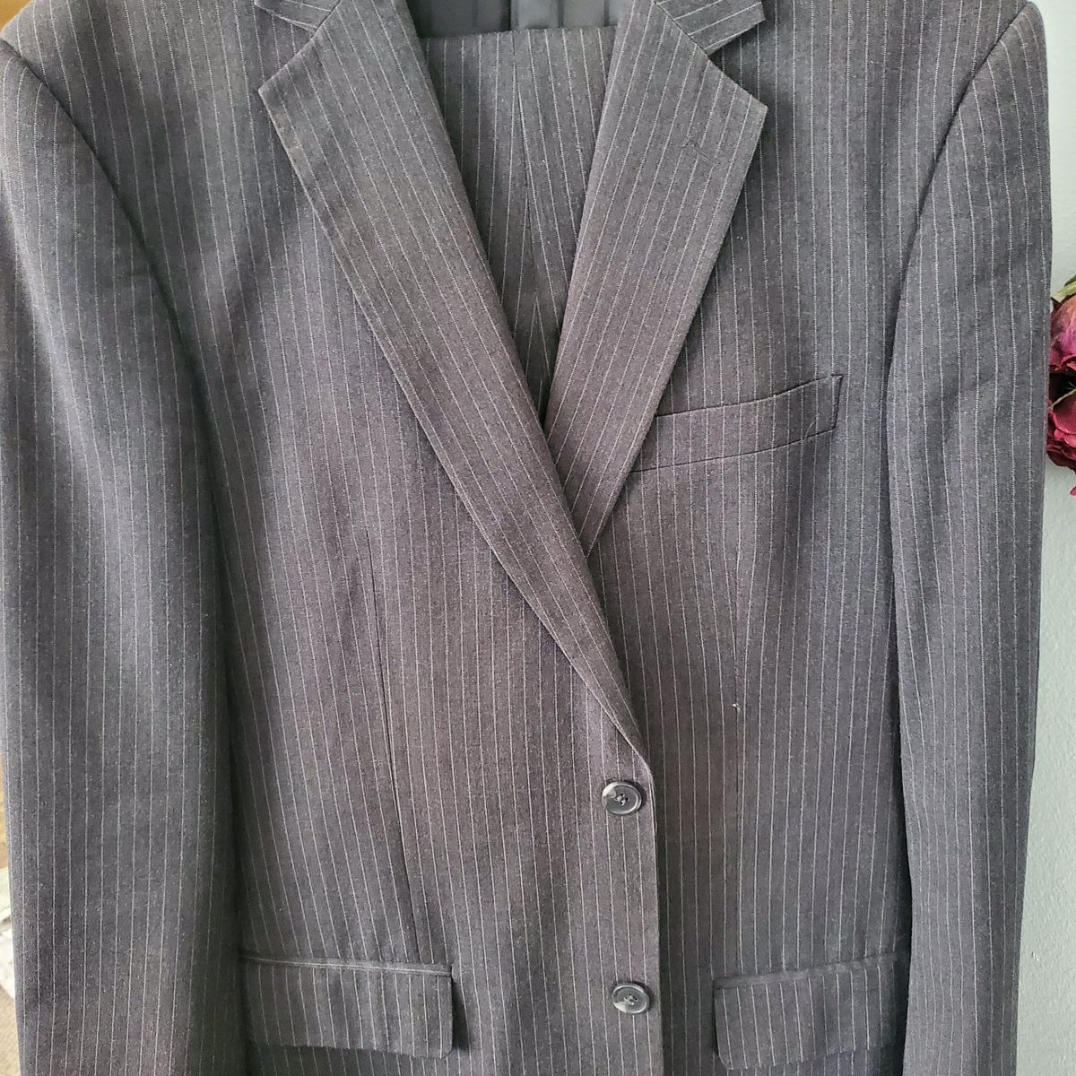 Gray pinstripe suit + pant
