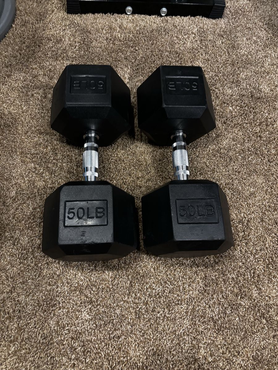 Pair of 50lb Hex Dumbbells