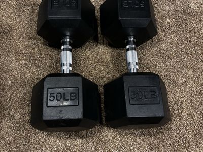 Pair of 50lb Hex Dumbbells