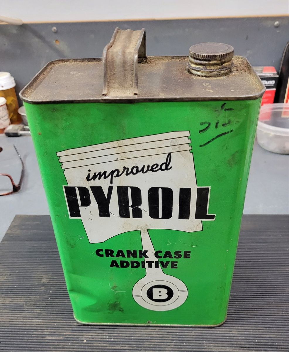 Vintage Improved PYROIL Crank Case Additive 1-Gallon Metal Can - Collectible Automobilia