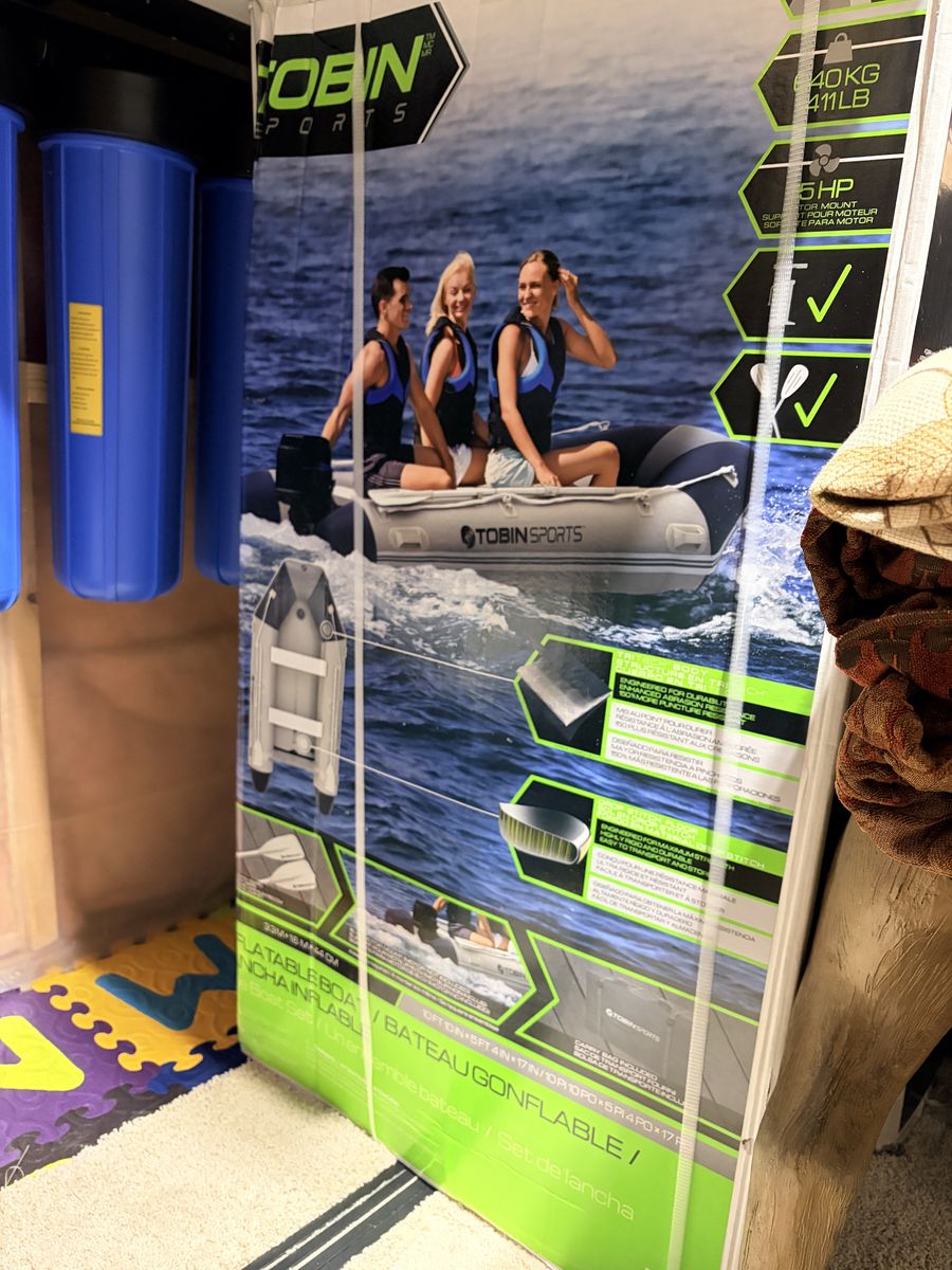 New Tobin Sports 10.8 ft Inflatable Boat Set w/ Oars & Pump