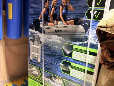New Tobin Sports 10.8 ft Inflatable Boat Set w/ Oars & Pump