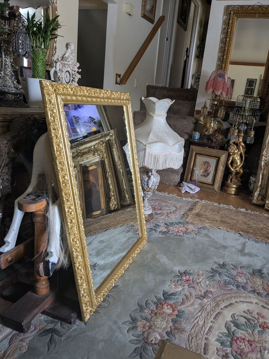 35x43 Antique 1930's Gold leaf intricate mirror