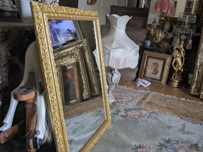 35x43 Antique 1930's Gold leaf intricate mirror