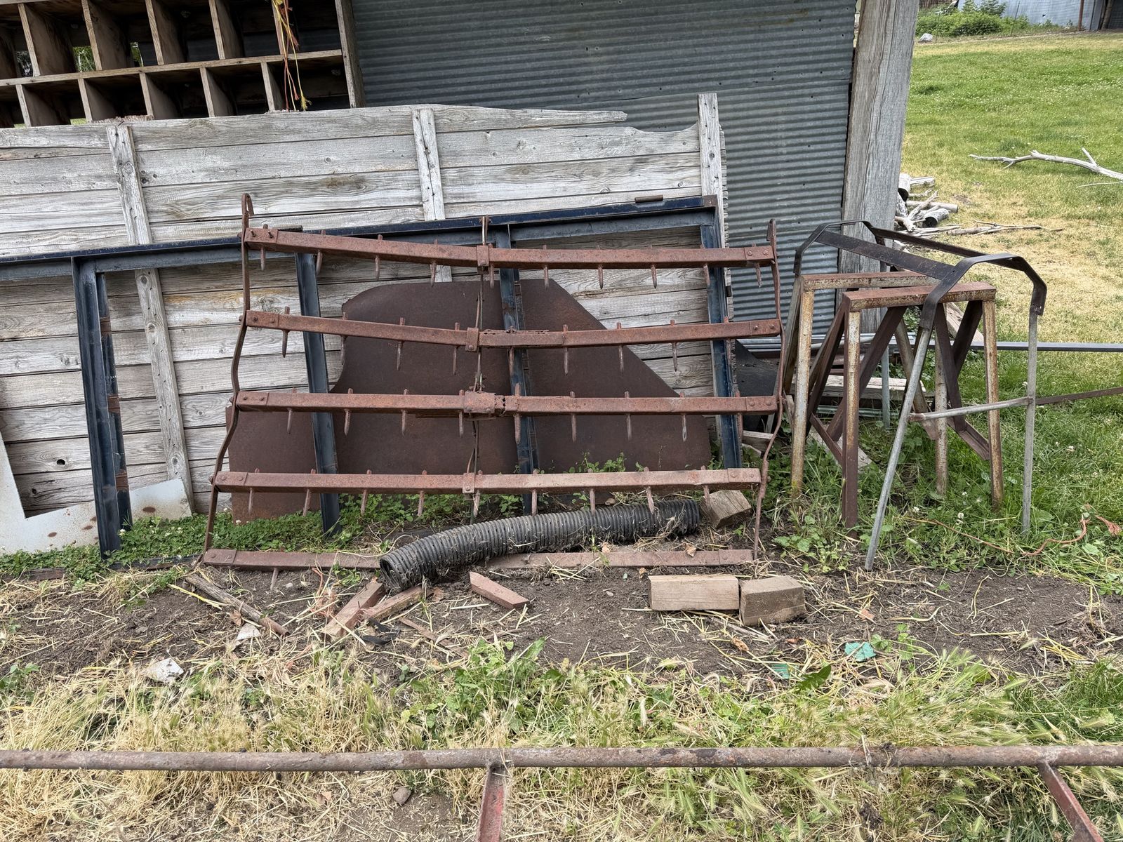 Heavy Duty Steel Farm Implement Tillage Harrow Section - Rustic Agricultural Equipment