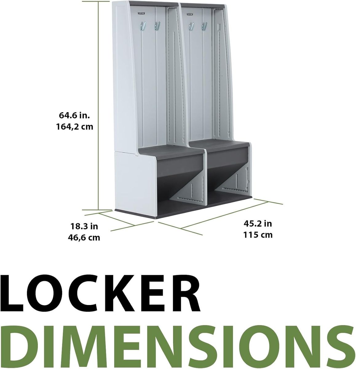 2 Lifetime Storage Lockers with Bench & Shoe Organizer – Great Condition