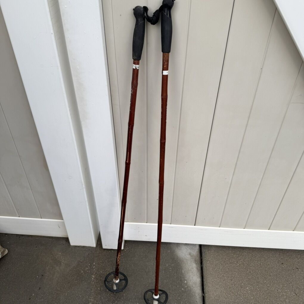 Vintage Bamboo Ski Poles Wall Hanger Cabin Chalet Decor 3 Different sizes