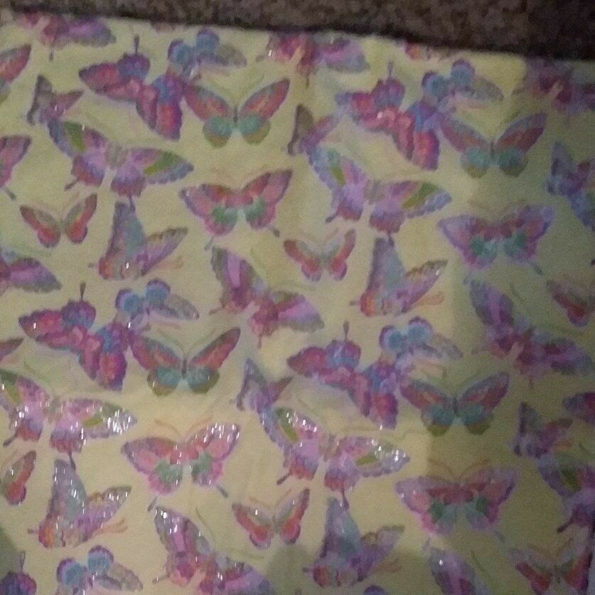 YELLOW FLANNEL...SPARKLING BUTTERFLIES