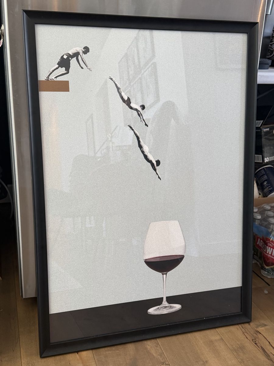 Surrealist framed wine print