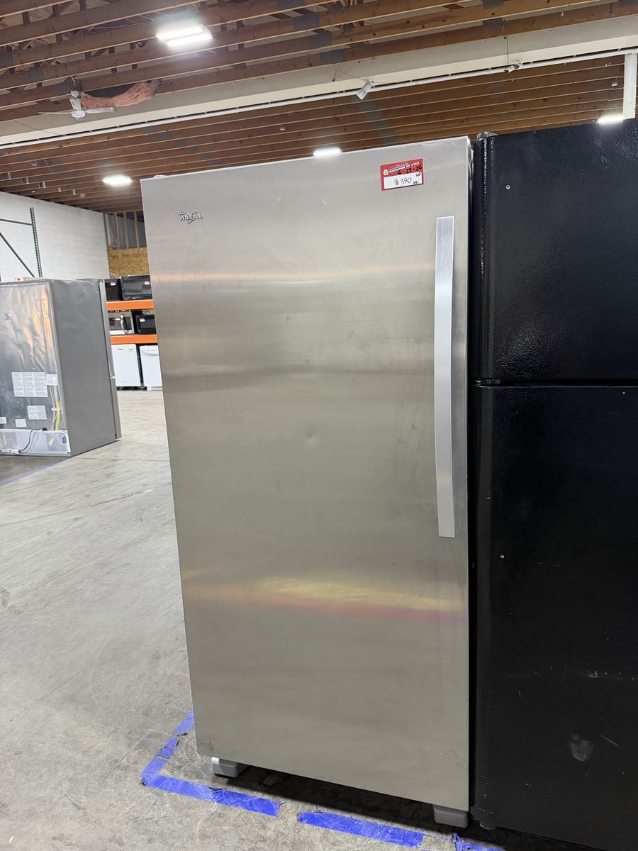 Great Whirlpool Stainless Steel Single Door Upright Freezer- Used