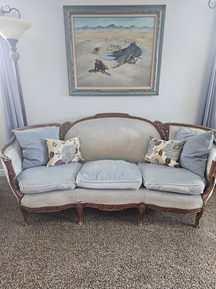 Antique Sofa/Couch with Carved Swans